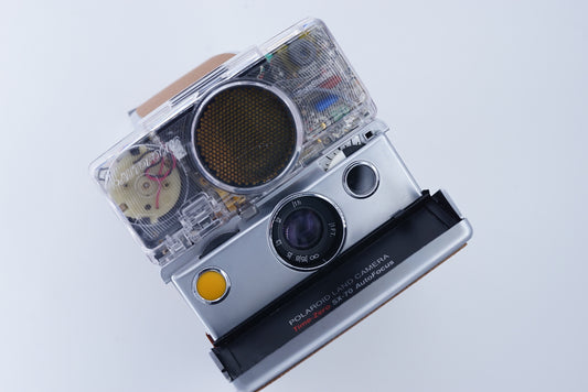 NEW PCB*Polaroid SX 70 Sonar Camera BROWN CLEAR HOUSING transparent COVER POWER KIT S