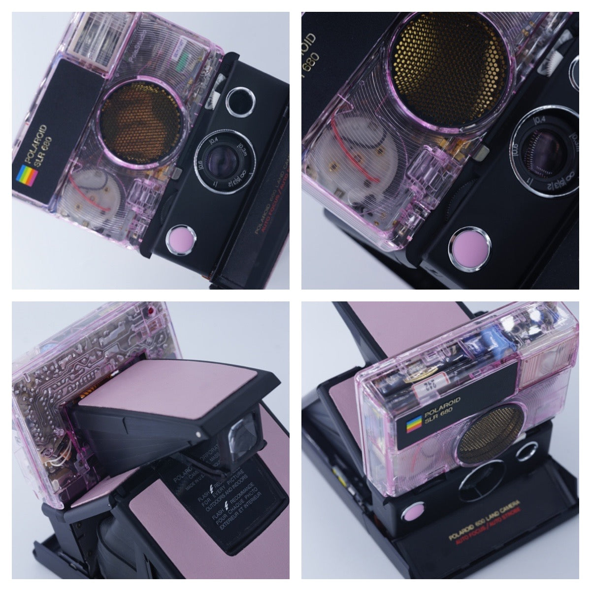 POLAROID SLR 680 BLACK PINK TRANSPARENT CAMERA