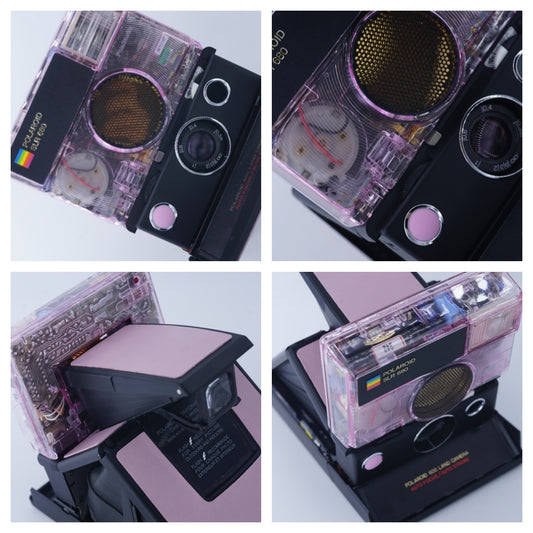 POLAROID SLR 680 BLACK PINK TRANSPARENT CAMERA