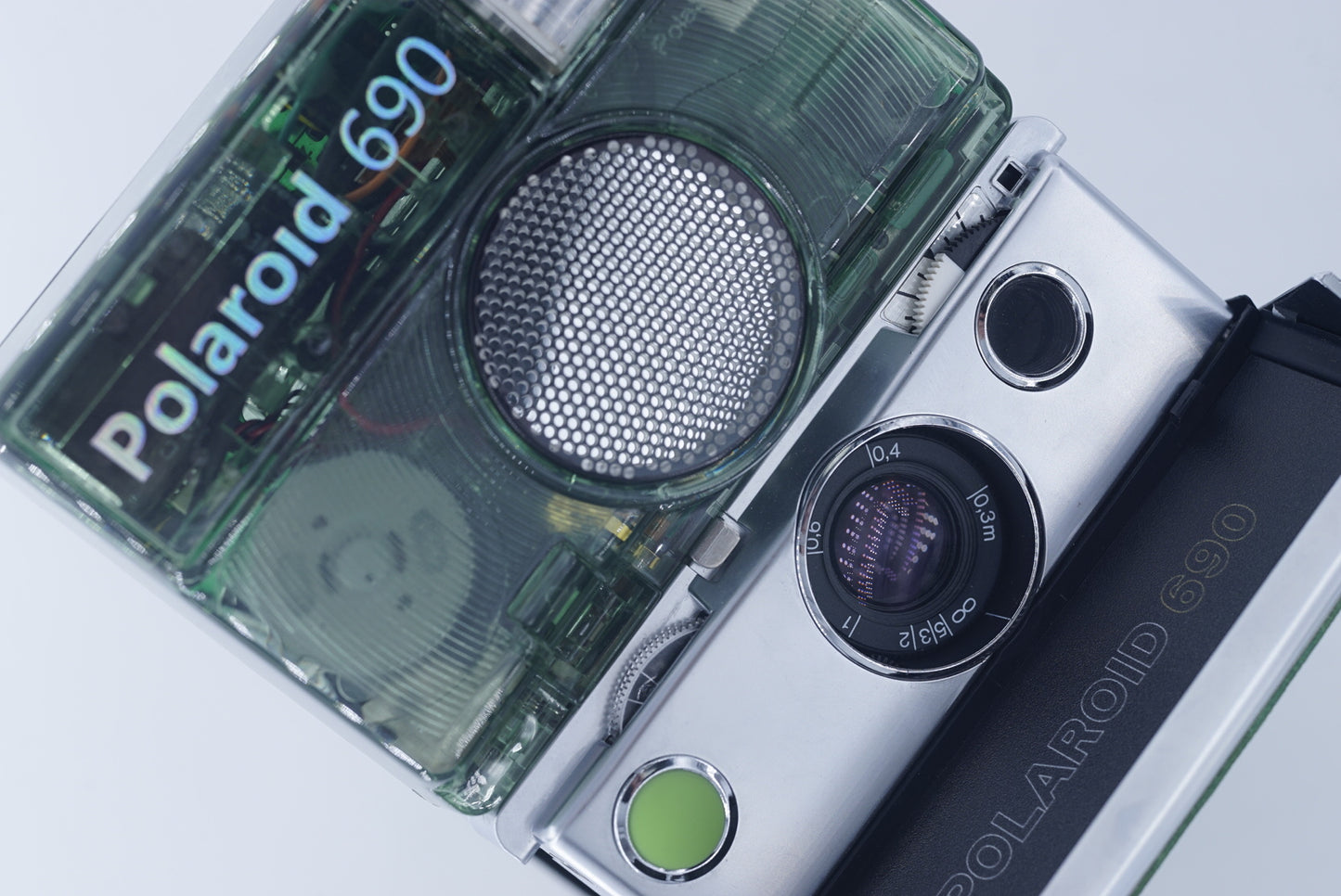 Polaroid SLR690 transparent GREEN SILVER CAMERA POWER KIT S instax camera sx70