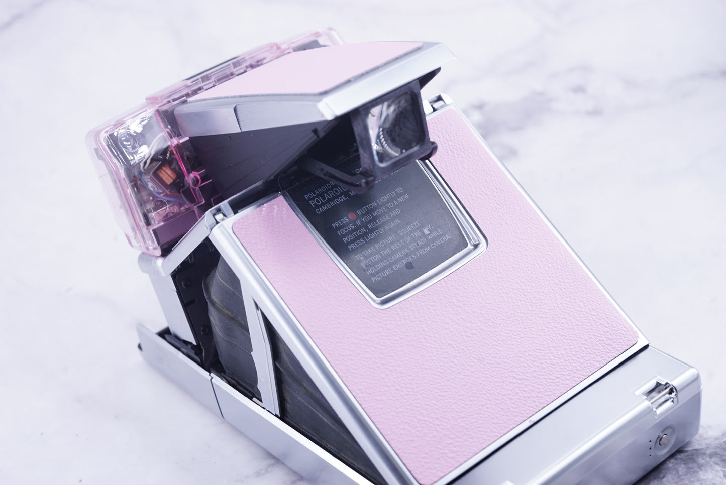 NEW PCB*Polaroid SX 70 Sonar Camera PINK HOUSING transparent COVER POWER KIT S