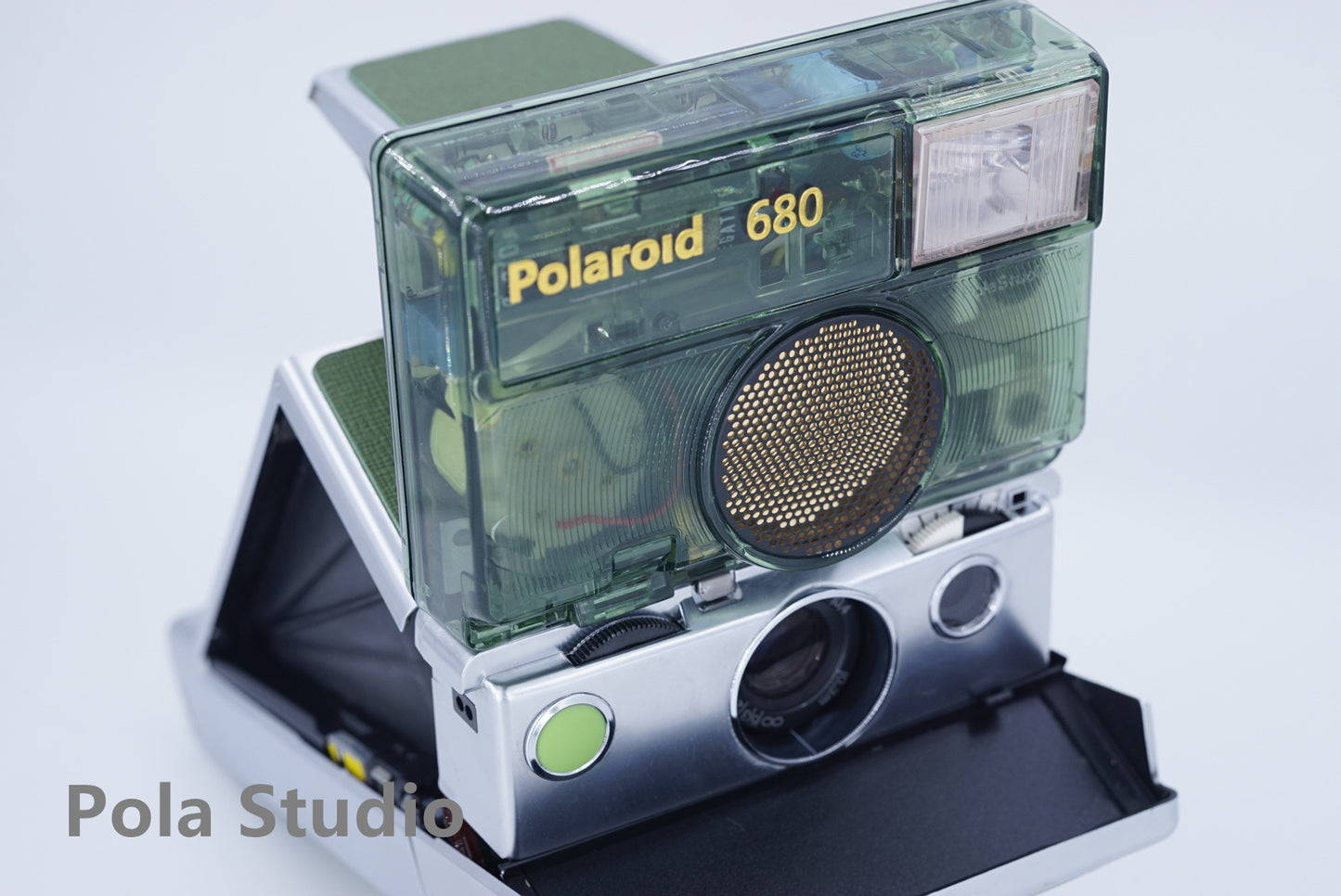 Polaroid SLR680 transparent GREEN SILVER CAMERA POWER KIT S instax camera sx70