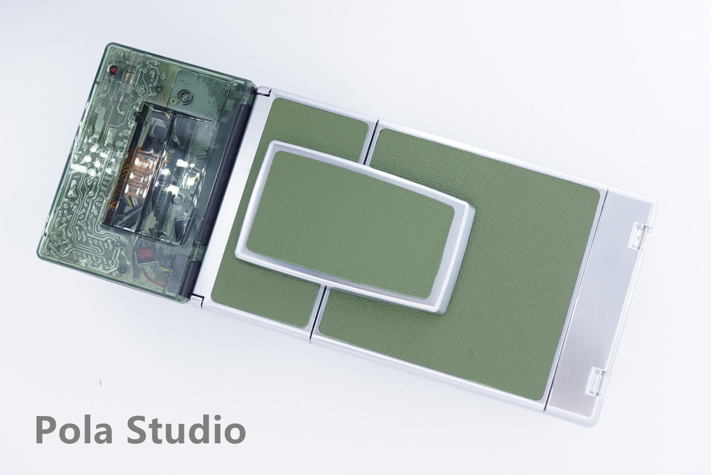 Polaroid SLR680 transparent GREEN SILVER CAMERA POWER KIT S instax camera sx70