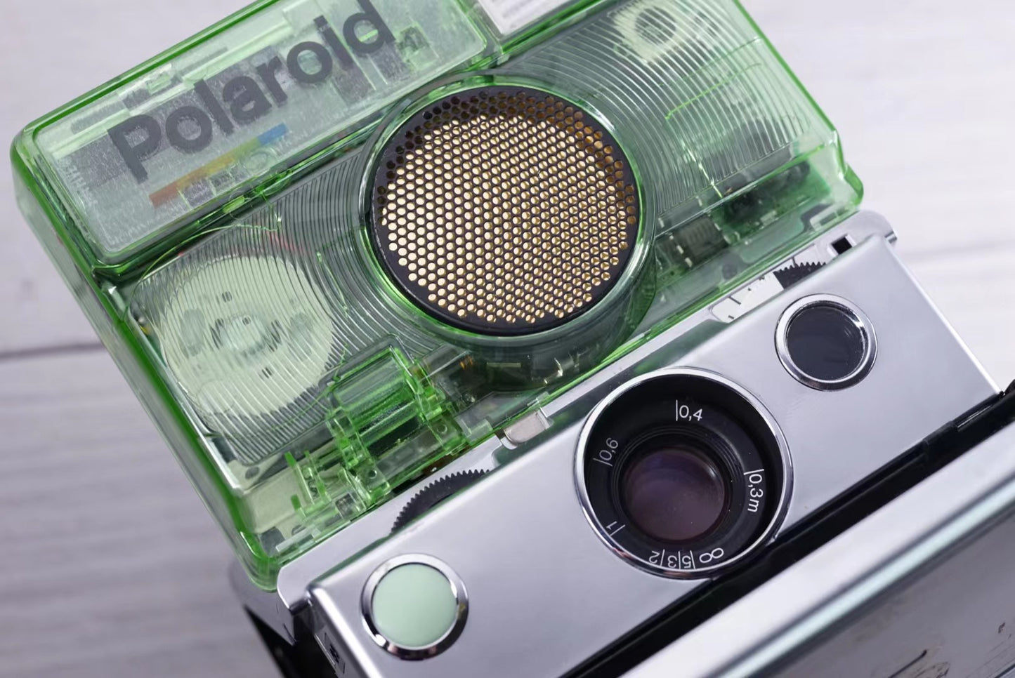 Polaoid SLR 690 Emerald green Custom Edition transparent