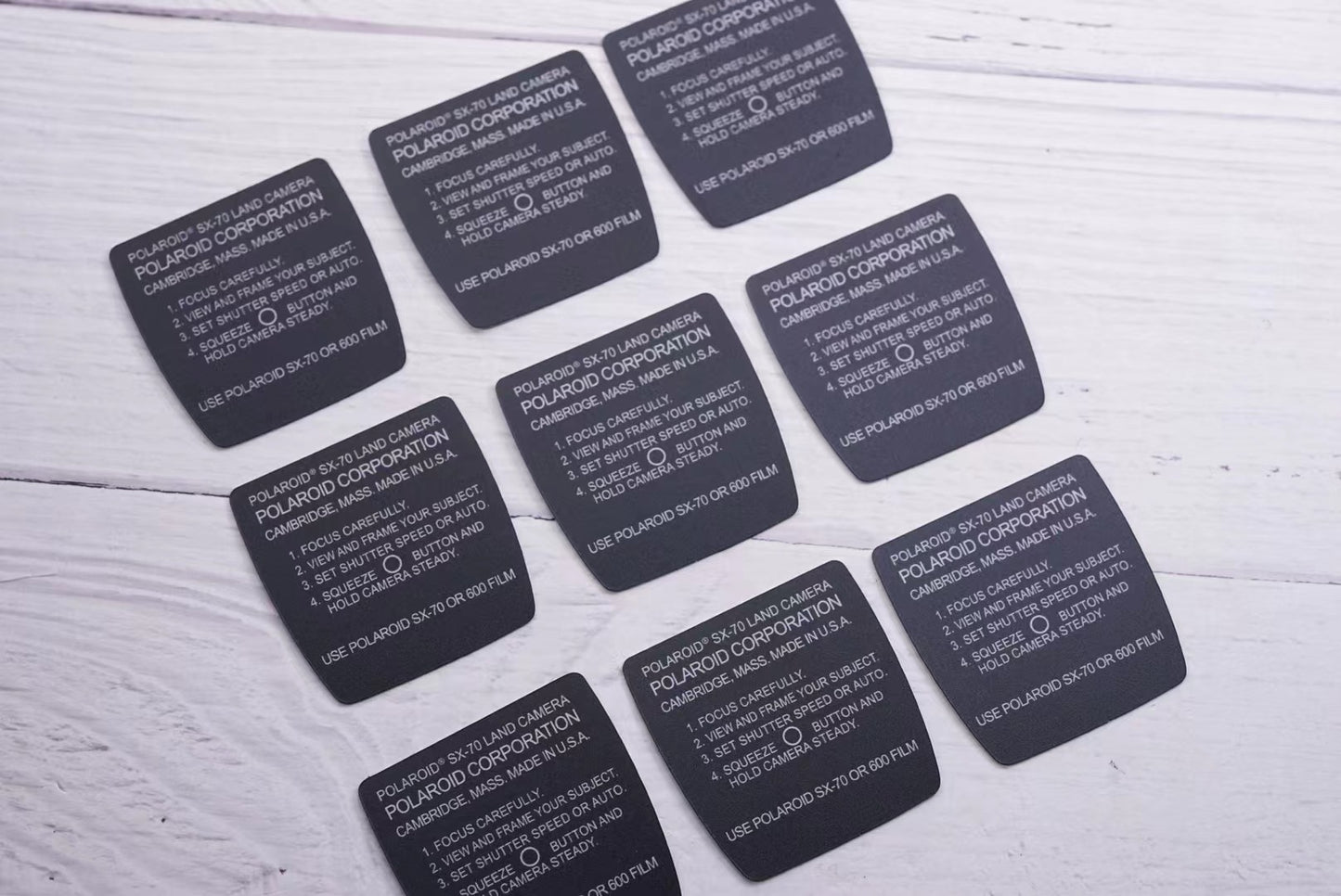 Polaroid SX70/SONAR/ALPHA/SLR680/SLR690 STICKER label ALL BLACK*WORDS