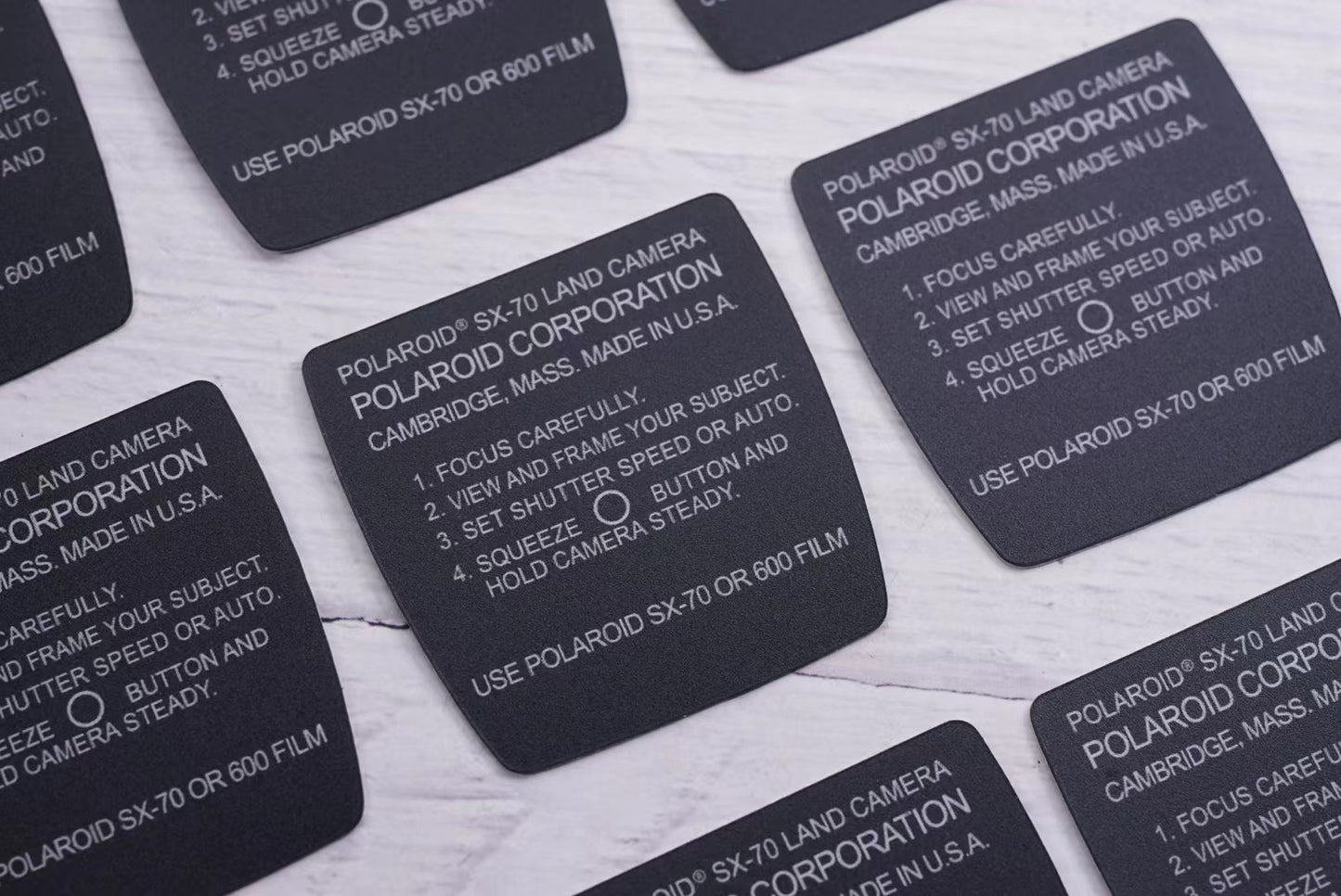 Polaroid SX70/SONAR/ALPHA/SLR680/SLR690 STICKER label ALL BLACK*WORDS