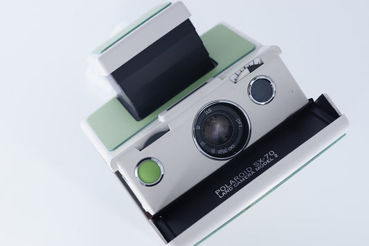 Polaroid Sx70 MODEL 2 WIHITE ivory camera Power kit*GREEN