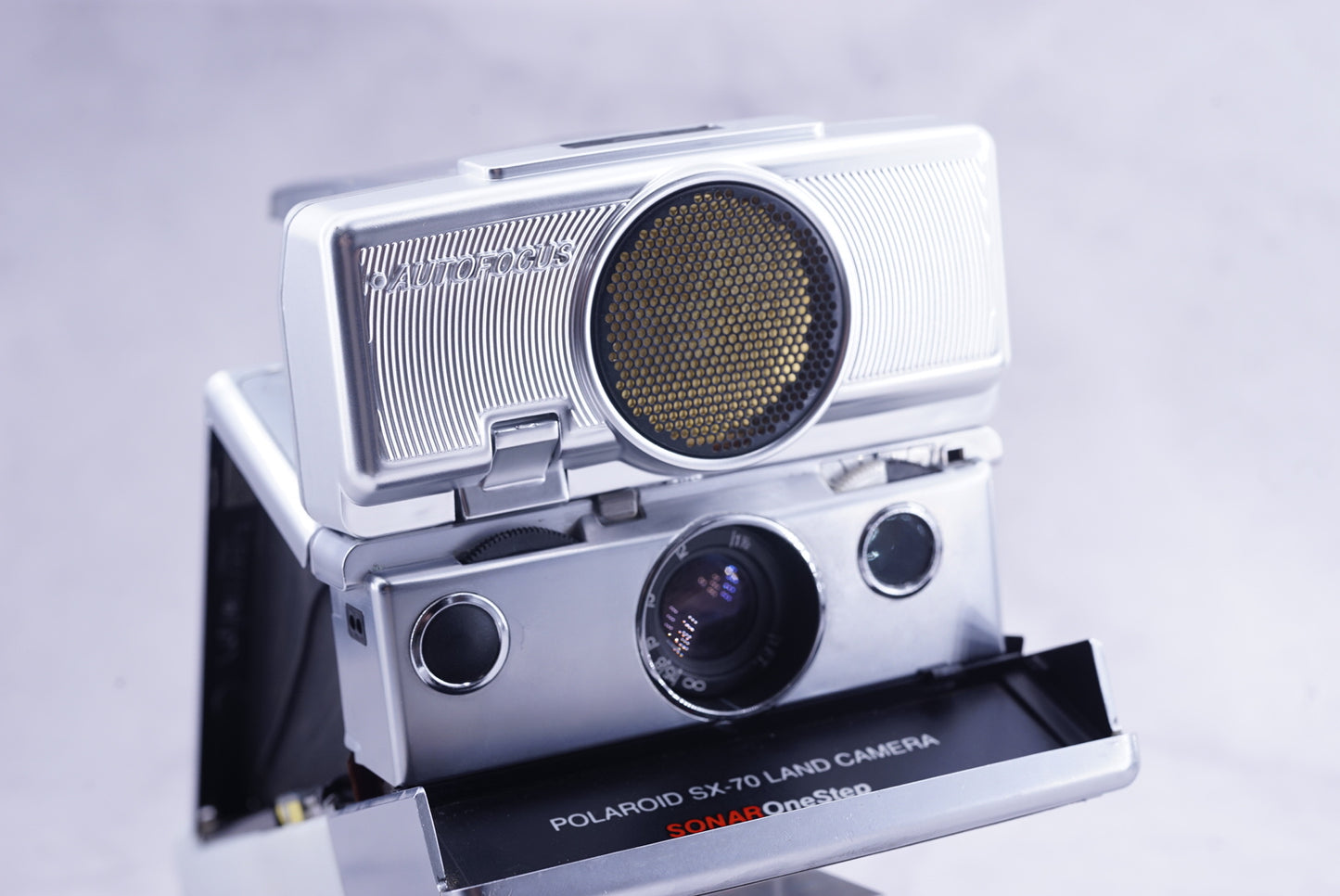 POLAROID SLR SONAR-SX70 CAMERA SILVER PLATED SHELL