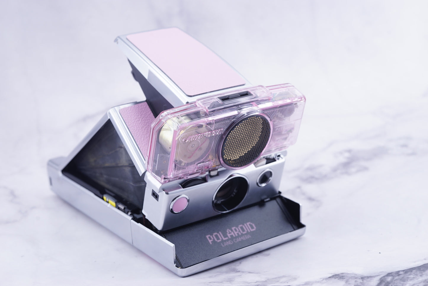 NEW PCB*Polaroid SX 70 Sonar Camera PINK HOUSING transparent COVER POWER KIT S