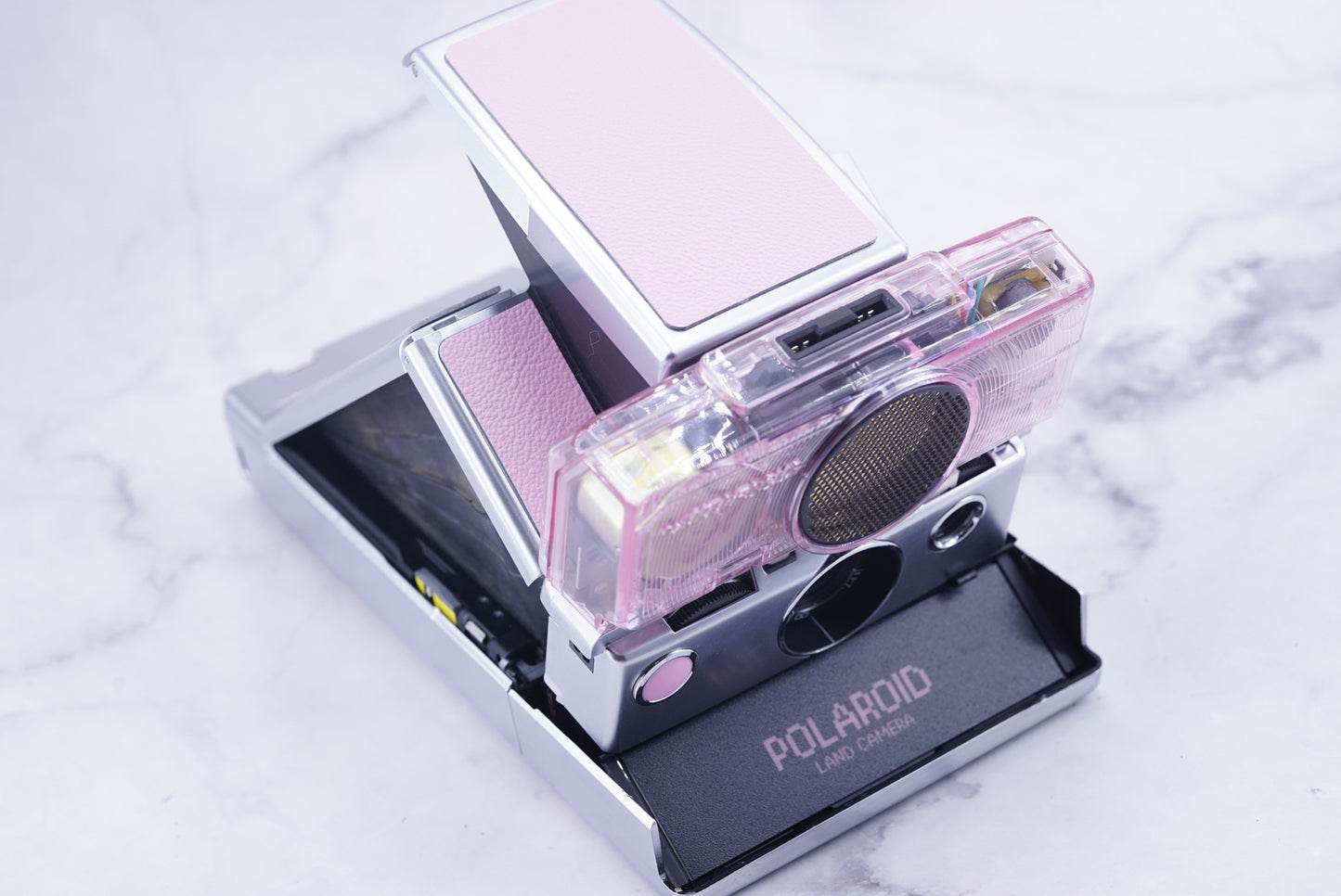 NEW PCB*Polaroid SX 70 Sonar Camera PINK HOUSING transparent COVER POWER KIT S