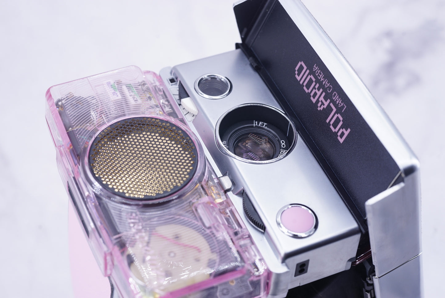 NEW PCB*Polaroid SX 70 Sonar Camera PINK HOUSING transparent COVER POWER KIT S