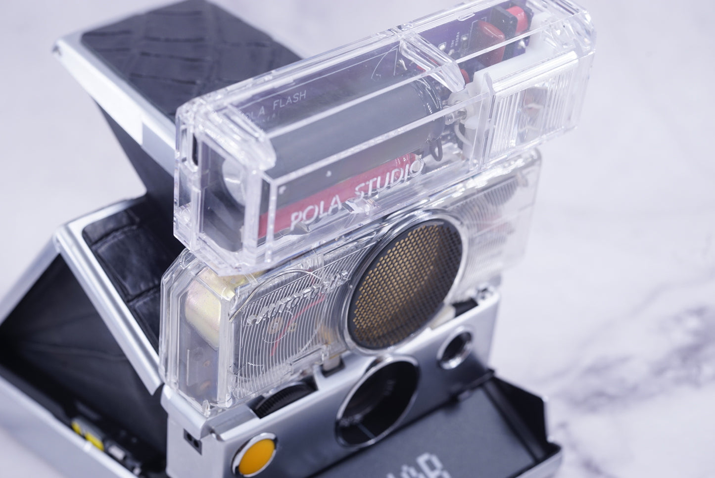 NEW PCB*Polaroid SX 70 Sonar Camera CLEAR HOUSING transparent COVER POWER KIT S& POLA FLASH