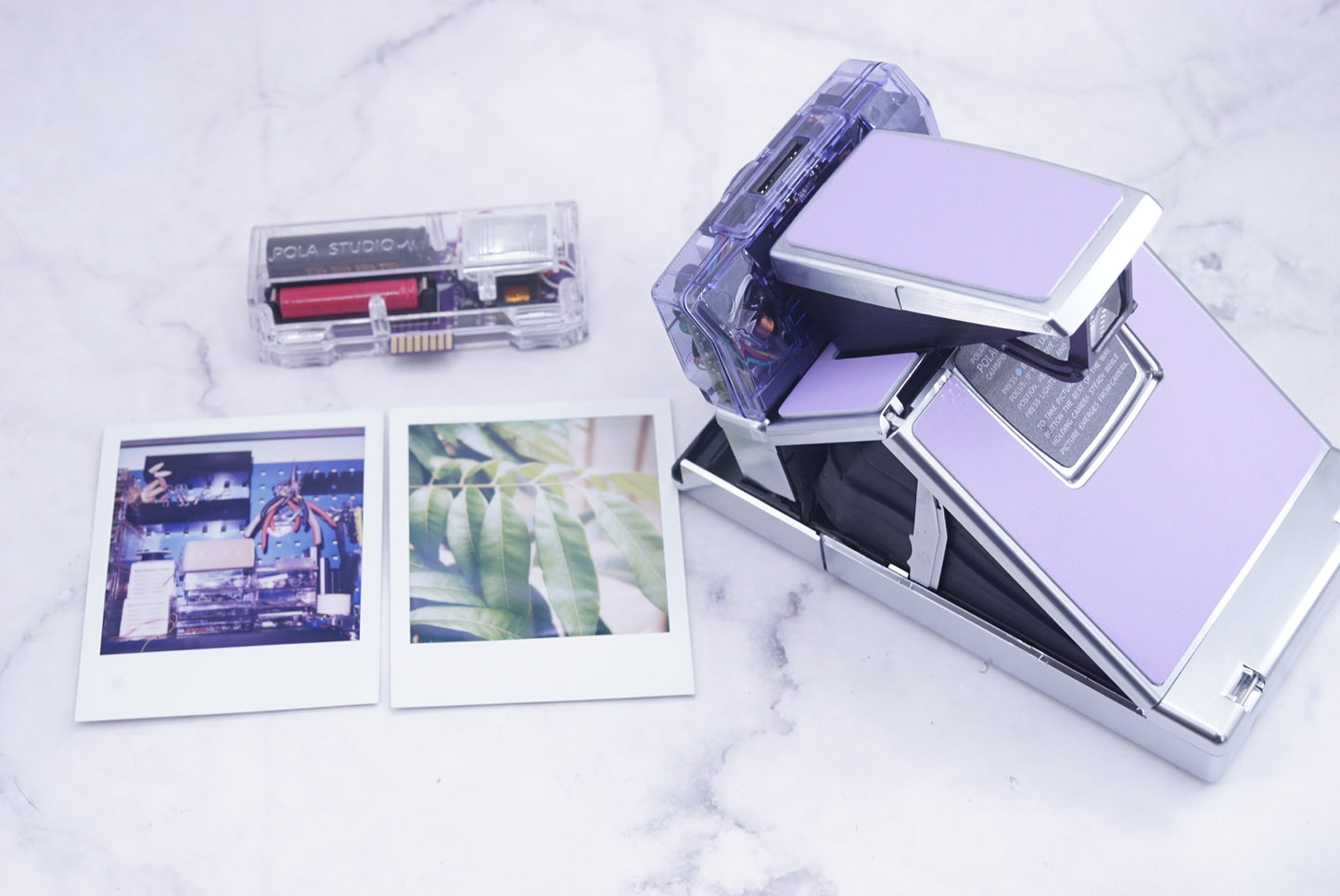 NEW PCB*Polaroid SX 70 Sonar Camera Lavender CLEAR HOUSING transparent COVER POWER KIT S& POLA FLASH