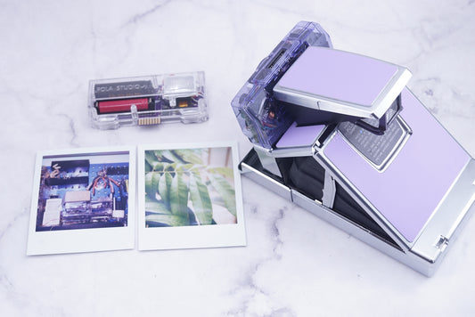 NEW PCB*Polaroid SX 70 Sonar Camera Lavender CLEAR HOUSING transparent COVER POWER KIT S& POLA FLASH
