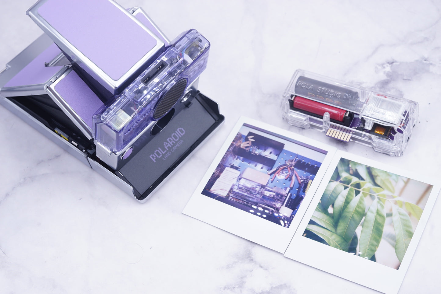 NEW PCB*Polaroid SX 70 Sonar Camera Lavender CLEAR HOUSING transparent COVER POWER KIT S& POLA FLASH