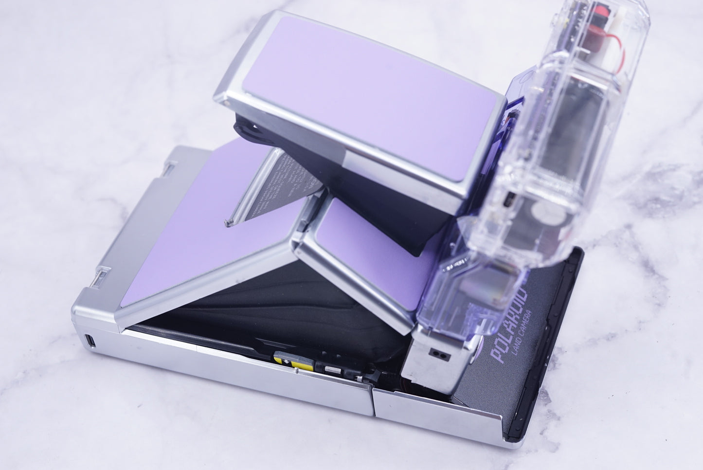 NEW PCB*Polaroid SX 70 Sonar Camera Lavender CLEAR HOUSING transparent COVER POWER KIT S& POLA FLASH