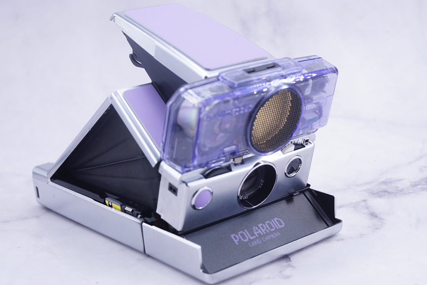 NEW PCB*Polaroid SX 70 Sonar Camera Lavender CLEAR HOUSING transparent COVER POWER KIT S& POLA FLASH
