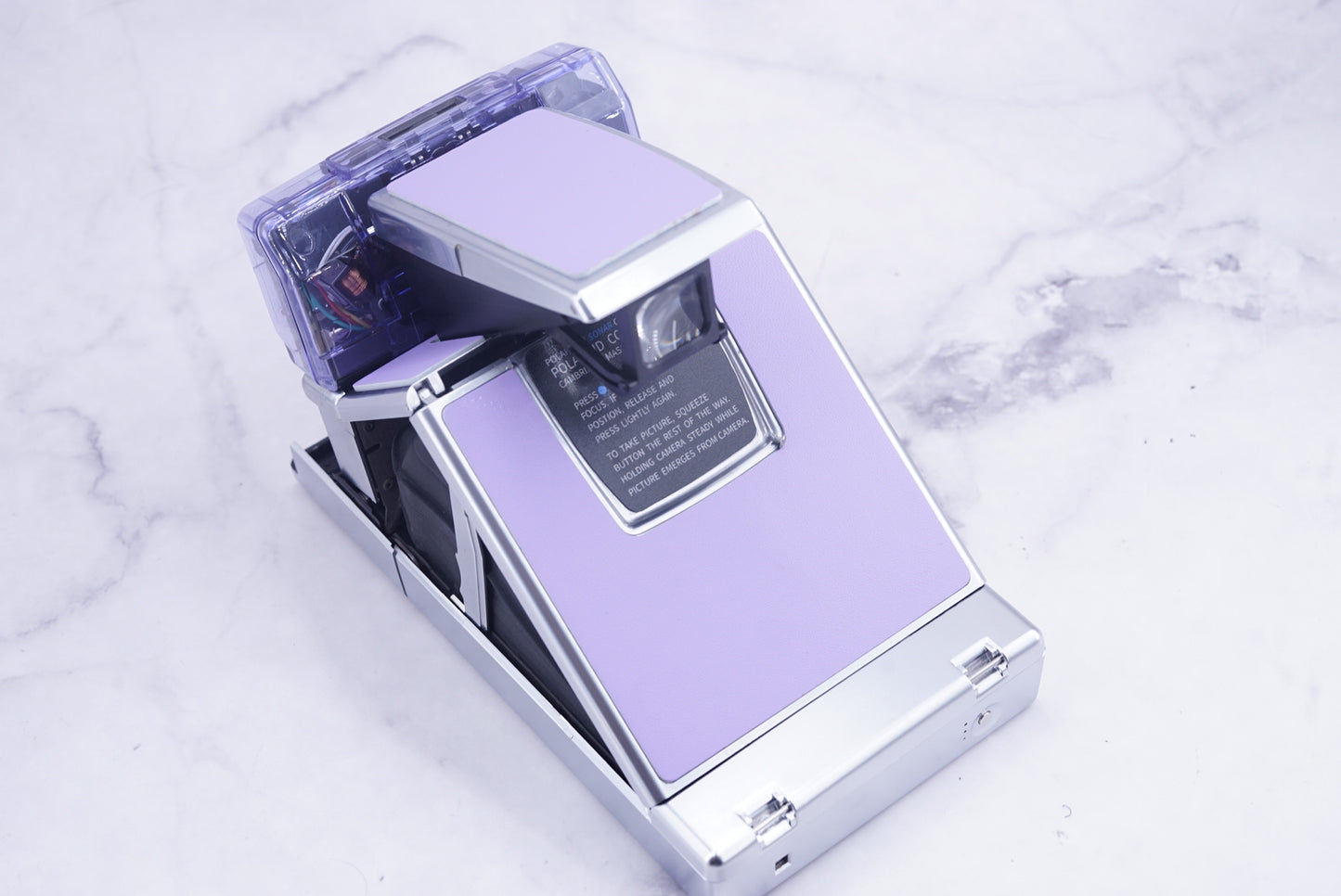 NEW PCB*Polaroid SX 70 Sonar Camera Lavender CLEAR HOUSING transparent COVER POWER KIT S& POLA FLASH