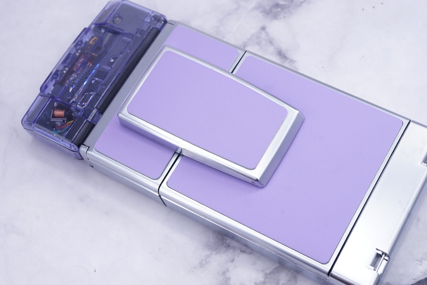 NEW PCB*Polaroid SX 70 Sonar Camera Lavender CLEAR HOUSING transparent COVER POWER KIT S& POLA FLASH
