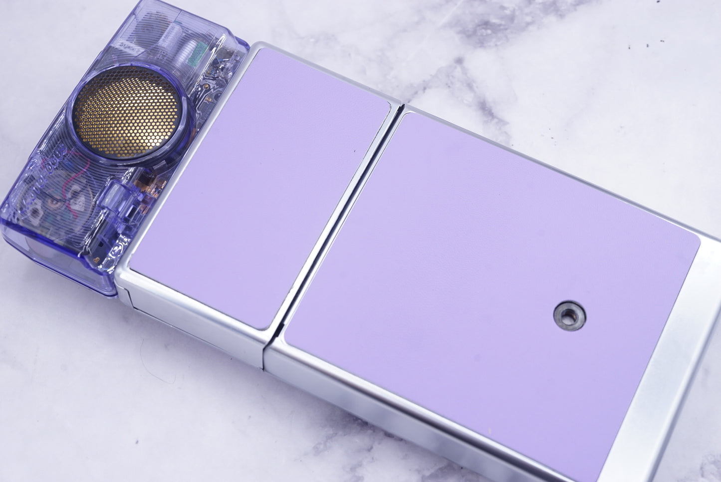 NEW PCB*Polaroid SX 70 Sonar Camera Lavender CLEAR HOUSING transparent COVER POWER KIT S& POLA FLASH