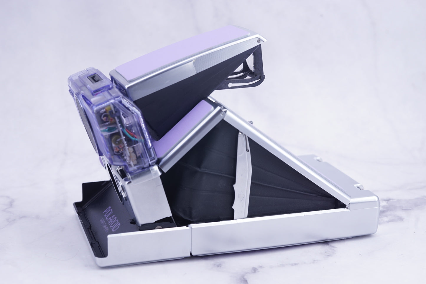 NEW PCB*Polaroid SX 70 Sonar Camera Lavender CLEAR HOUSING transparent COVER POWER KIT S& POLA FLASH