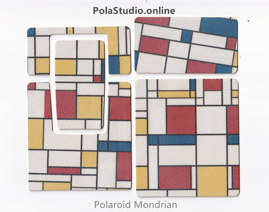 Polaroid sx70/sonar/680/690 camera skin Replacement Cover-Genuine Leather- Mondrian